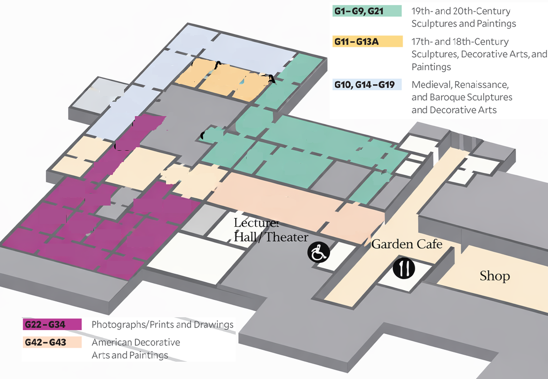 National Gallery of Art building map for Ground Floor