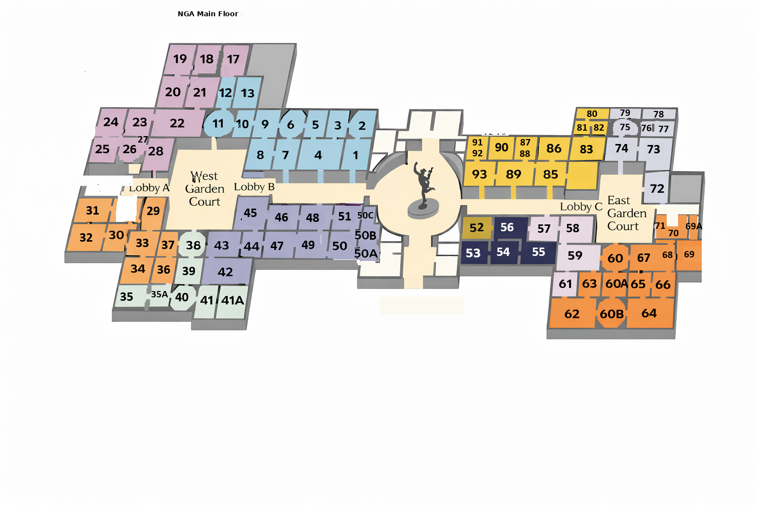 National Gallery of Art building map for Main Floor